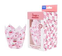 PME Caissettes à Muffins Vintage en forme de Tulipe - Motif Damier Cerise (24 pièces)