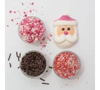 PME Cake Kit de Décoration Père Noël Guimauve pour Chocolat Chaud | 6 Pères Noël Guimauve & 3 Sachets de Vermicelles Festifs | Coffret Gourmand de Noël pour Boissons d’Hiver (260g)