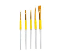 PME CB1007 Lot de 5 Pinceaux, Nylon, Jaune, 10 x 3 x 20 cm