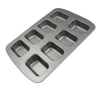 PME CSB107 Moule Anti-adhérent en Acier au Carbone pour 8 Mini Pains Rectangulaires, Silver, 37,3 x 26,1 x 3,6 cm