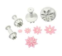 PME DA634 Lot de 4 Emporte Pièces à Poussoir Marguerites, Plastique, Blanc, 3.5 x 3.5 x 4 cmDA634