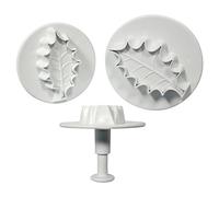 PME HLL664 Lot de 3 Emporte Pièces à Poussoir Feuilles de Houx Nervurées, Plastique, Blanc, 3 x 3 x 4 cmHLL664