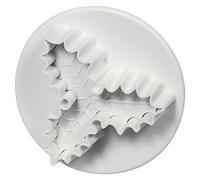 PME HS635 Emporte Pièce à Poussoir 3 Feuilles de Houx Nervurées, Plastique, Blanc, 3 x 3 x 4 cmHS635