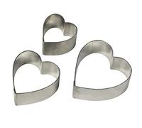 PME HT267 Lot de 3 Emporte Pièces Cœur, Acier Inoxydable, Argent, 1 x 1.2 x 3 cm HT267