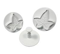 PME ILL670 Lot de 3 Emporte Pièces à Poussoir Feuilles de Lierre, Plastique, Blanc, 3 x 3 x 4 cmILL670