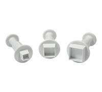 PME MS152 Lot de 3 Emporte Pièces à Poussoir Carrés, Plastique, Blanc, 9 x 2 x 9 cmMS152