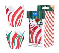 PME Noël Caissettes à Muffins en forme de Tulipe - Canne en Sucre (24 pièces)