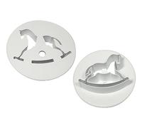 PME RH523 Lot de 2 Emporte Pièces Cheval à Bascule, Plastique, Blanc, 9 x 2 x 9 cmRH523