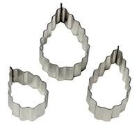 PME RL200 Lot de 3 Emporte Pièces Feuilles de Rosier, Acier Inoxydable, Argent, 2 x 1.2 x 3.9 cm RL200