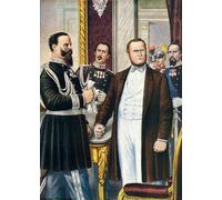 PMEFGJDPE Célèbre Affiche Artistique Images Peintures Emanuel et Cavour apprennent l'armistice de Villafranca par Tancredi Scarpelli Art Mural Moderne Pour la Décoration Murale 60x90cm