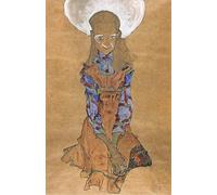 PMEFGJDPE Célèbre Affiche Artistique Images Peintures Fille assise Poldi Lodzinskyc par Egon Schiele Art Mural Moderne Pour la Décoration Murale 60x90cm