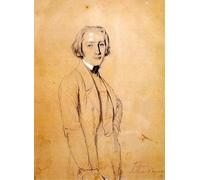 PMEFGJDPE Célèbre Affiche Artistique Images Peintures Franz Liszt par Jean Auguste Ingres Art Mural Moderne Pour la Décoration Murale 60x90cm