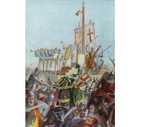 PMEFGJDPE Célèbre Affiche Artistique Images Peintures Guerre utilisée dans la défense de Milan contre Conrad II par Tancredi Scarpelli Art Mural Moderne Pour la Décoration Murale 60x90cm
