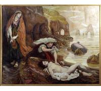 PMEFGJDPE Célèbre Affiche Artistique Images Peintures Haydee découvrant le corps de Don Juan Illustration pour Lord par Madox Brown Art Mural Moderne Pour la Décoration Murale 60x90cm