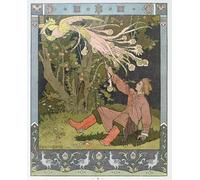 PMEFGJDPE Célèbre Affiche Artistique Images Peintures Ivan et l'oiseau de feu Illustration pour l'histoire russe par Ivan Yakovlevich Bilibin Art Mural Moderne Pour la Décoration Murale 60x90cm