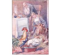 PMEFGJDPE Célèbre Affiche Artistique Images Peintures Jolis poussins et animal pommelé Quelle sera notre réponse maintenant par Leonard Leslie Brooke Pour la Décoration Murale 60x90cm
