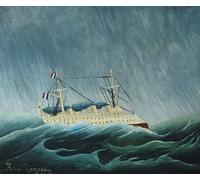 PMEFGJDPE Célèbre Affiche Artistique Images Peintures le Vaisseau agité par la tempête d'Henri Rousseau Art Mural Moderne Pour la Décoration Murale 60x90cm