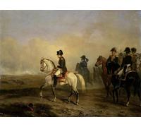 PMEFGJDPE Célèbre Affiche Artistique Images Peintures L'Empereur Napoléon Ier et son état-major à cheval par Emile Jean Horace Vernet Art Mural Moderne Pour la Décoration Murale 60x90cm