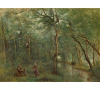 PMEFGJDPE Célèbre Affiche Artistique Images Peintures les cueilleurs d'anguilles de Jean Baptiste Camille Corot Art Mural Moderne Pour la Décoration Murale 60x90cm