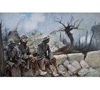 PMEFGJDPE Célèbre Affiche Artistique Images Peintures Les troupes françaises se reposent au milieu des ruines d'une église à Dompierre par François Flameng Pour la Décoration Murale 60x90cm