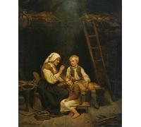 PMEFGJDPE Célèbre Affiche Artistique Images Peintures l'histoire des grands-mères Teller d'Adolph Tidemand Art Mural Moderne Pour la Décoration Murale 60x90cm
