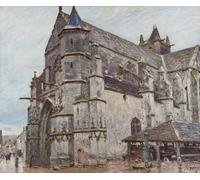 PMEFGJDPE Célèbre Affiche Artistique Images Peintures Notre-Dame de Moret sous la pluie du matin d'Alfred Sisle Art Mural Moderne Pour la Décoration Murale 60x90cm