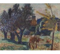 PMEFGJDPE Célèbre Affiche Artistique Images Peintures Paysage avec des oliviers et une chapelle de Pierre Bonnard Art Mural Moderne Pour la Décoration Murale 60x90cm