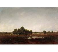 PMEFGJDPE Célèbre Affiche Artistique Images Peintures Paysage avec marais de Pierre Etienne Théodore Rousseau Art Mural Moderne Pour la Décoration Murale 60x90cm