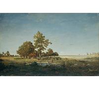 PMEFGJDPE Célèbre Affiche Artistique Images Peintures Paysage avec un bouquet d'arbres de Pierre Etienne Théodore Rousseau Art Mural Moderne Pour la Décoration Murale 60x90cm