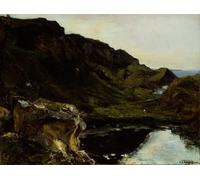 PMEFGJDPE Célèbre Affiche Artistique Images Peintures Paysage de Théodore Rousseau Art Mural Moderne Pour la Décoration Murale 60x90cm