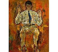 PMEFGJDPE Célèbre Affiche Artistique Images Peintures Portrait d'Albert Paris Gütersloh par Egon Schiele Art Mural Moderne Pour la Décoration Murale 60x90cm