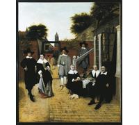 PMEFGJDPE Célèbre Affiche Artistique Images Peintures Portrait de groupe d'une famille bourgeoise par Pieter De Hooch Art Mural Moderne Pour la Décoration Murale 60x90cm