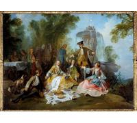 PMEFGJDPE Célèbre Affiche Artistique Images Peintures Repas de chasse de Nicolas Lancret Art Mural Moderne Pour la Décoration Murale 60x90cm