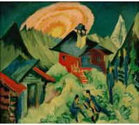 PMEFGJDPE Célèbre Affiche Artistique Images Peintures Rue du village dans le Taunus près de Koenigstein par Ernst Ludwig Kirchner Art Mural Moderne Pour la Décoration Murale 60x90cm