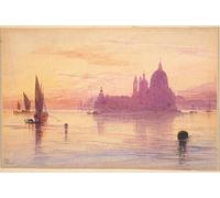 PMEFGJDPE Célèbre Affiche Artistique Images Peintures Santa Maria Della Salute Venise au coucher du soleil par Edward Leaars Art Mural Moderne Pour la Décoration Murale 60x90cm