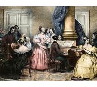 PMEFGJDPE Célèbre Affiche Artistique Images Peintures Soirée Musicale Soirée Musicale Autour par Achille Devéria Art Mural Moderne Pour la Décoration Murale 60x90cm