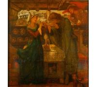 PMEFGJDPE Célèbre Affiche Artistique Images Peintures Tristram et Isolde buvant le philtre d'amour de Dante Gabriel Charles Rossetti Art Mural Moderne Pour la Décoration Murale 60x90cm