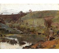PMEFGJDPE Célèbre Affiche Artistique Images Peintures une journée tranquille sur Darebin Creek par Tom Roberts Art Mural Moderne Pour la Décoration Murale 60x90cm