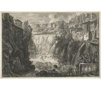 PMEFGJDPE Célèbre Affiche Artistique Images Peintures Vue de la cascade de Tivoli par Battista Piranesi Art Mural Moderne Pour la Décoration Murale 60x90cm