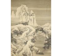 PMEFGJDPE Célèbre Imprimer l'affiche Murale Tableaux Auberge et voyageurs dans les montagnes enneigées par Yuan Yao Animaux Art Posters Pour la Décoration de Bureau 60x90cm