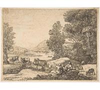 PMEFGJDPE Célèbre Imprimer l'affiche Murale Tableaux Berger et bergère conversant dans un paysage de Claude Lorrain Animaux Art Posters Pour la Décoration de Bureau 60x90cm
