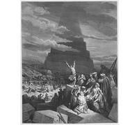 PMEFGJDPE Célèbre Imprimer l'affiche Murale Tableaux Bible la confusion des langues de Gustave Doré Animaux Art Posters Pour la Décoration de Bureau 60x90cm