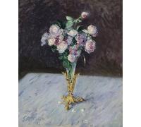 PMEFGJDPE Célèbre Imprimer l'affiche Murale Tableaux Bouquet de roses dans un vase Christal par Gustave Caillebotte Animaux Art Posters Pour la Décoration de Bureau 60x90cm