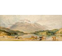 PMEFGJDPE Célèbre Imprimer l'affiche Murale Tableaux Bovins dans un paysage de William Leighton Leitch Animaux Art Posters Pour la Décoration de Bureau 60x90cm
