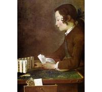 PMEFGJDPE Célèbre Imprimer l'affiche Murale Tableaux Garçon jouantcartes par Jean Baptiste Siméon Chardin Animaux Art Posters Pour la Décoration de Bureau 60x90cm