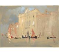 PMEFGJDPE Célèbre Imprimer l'affiche Murale Tableaux Gondoles devant un sur le Grand Canal par Hercule Brabazon Brabazon Animaux Art Posters Pour la Décoration de Bureau 60x90cm
