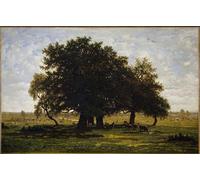 PMEFGJDPE Célèbre Imprimer l'affiche Murale Tableaux Groupe des Chênes d'Apremont par Pierre Etienne Théodore Rousseau Animaux Art Posters Pour la Décoration de Bureau 60x90cm