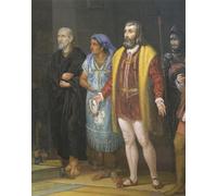 PMEFGJDPE Célèbre Imprimer l'affiche Murale Tableaux Hernan Cortes La Malinche et Bartolomé De Las Casas de Juan Ortega Animaux Art Posters Pour la Décoration de Bureau 60x90cm