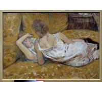 PMEFGJDPE Célèbre Imprimer l'affiche Murale Tableaux Jeunes femmes allongées sur un lit Peinture par Henri De Toulouse Lautrec Animaux Art Posters Pour la Décoration de Bureau 60x90cm