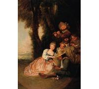 PMEFGJDPE Célèbre Imprimer l'affiche Murale Tableaux la déclaration d'amour de Jean Antoine Watteau Animaux Art Posters Pour la Décoration de Bureau 60x90cm